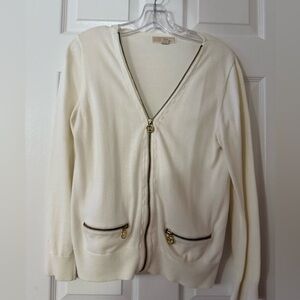 Michael Kors Cream Zippered Cardigan